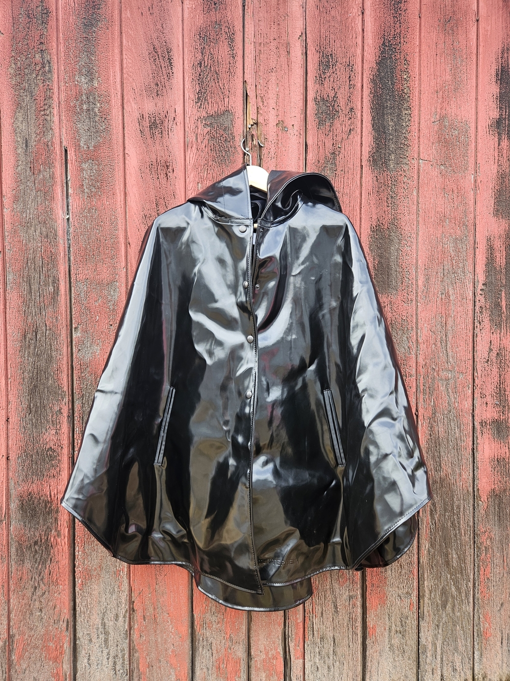 Stutterheim Black Cape-Style Raincoat